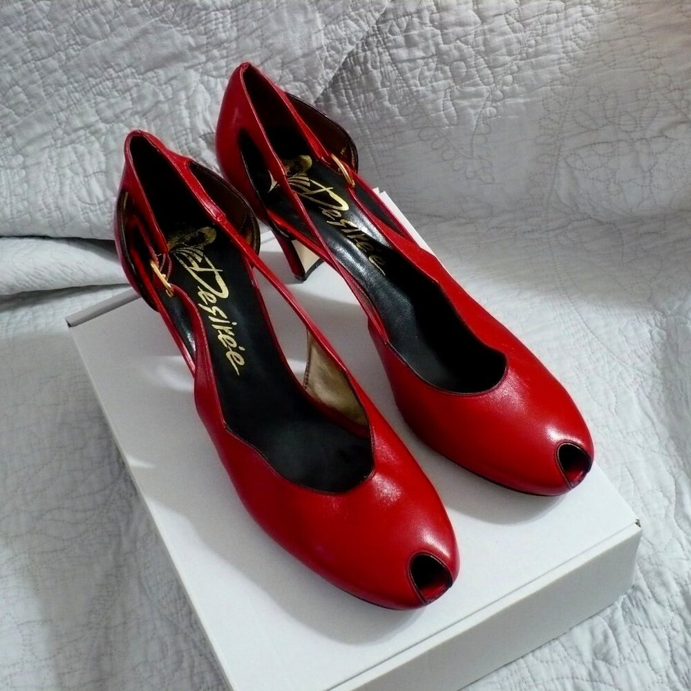 NEW WITHOUT BOX- Desiree Brand Red Peep Toe 3" Heels- SZ 13M